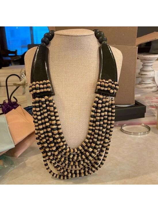 Jewelry - Necklace, Wood, Multi Strand, Brown, Tan